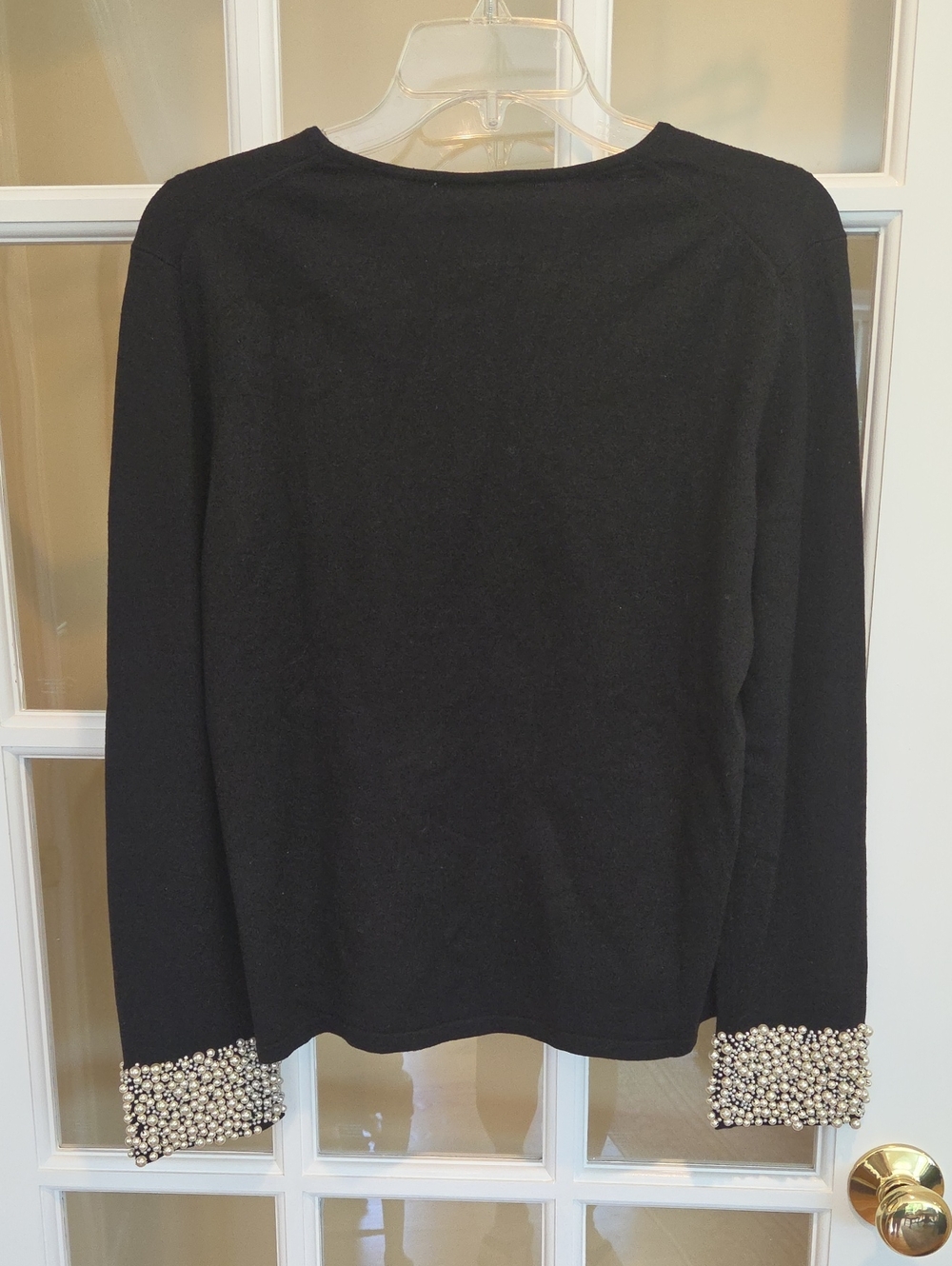 NWT Talbots Black Long Sleeve Sweater W/ Pearl Beaded Cuff Size: PM - Picture 7 of 12